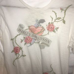 Harley Davidson White Long Sleeve T-Shirt